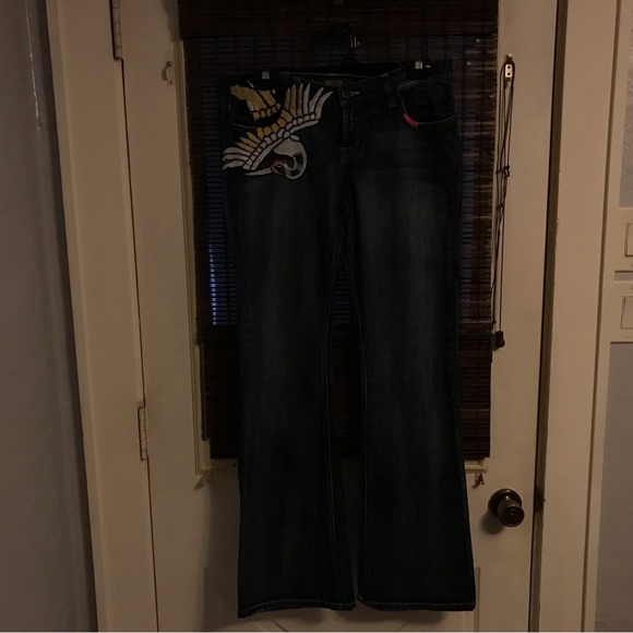 Switch Vintage 90s Embroidered Boot Cut Jeans - Picture 1 of 8